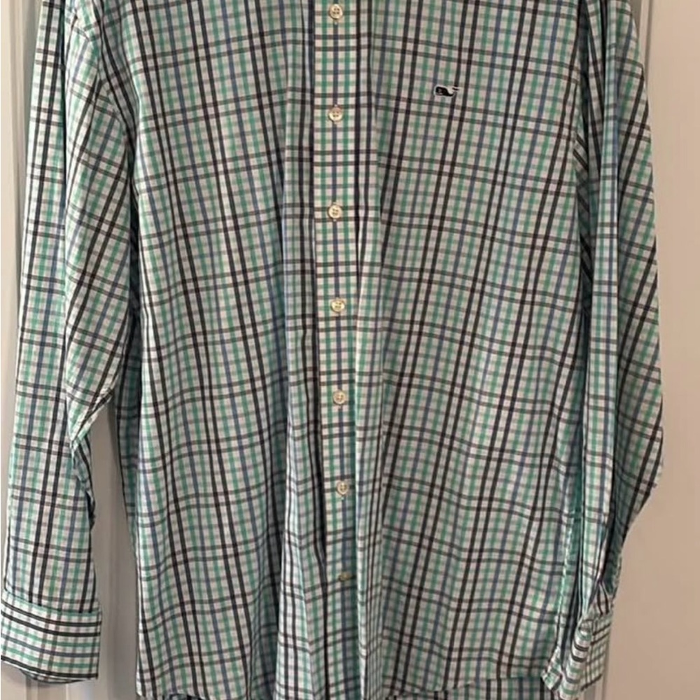 Vineyard Vines Blue and Green Checkered Shirt